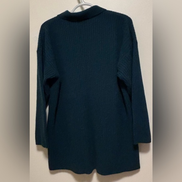 Vintage Daniel Hechter double breasted cardigan coat dark green pockets size M - Picture 3 of 8